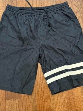 Gucci Black Athletic Shorts with White Double Stripe